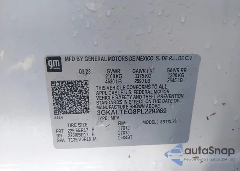 2023 GMC Terrain Awd Sle z USA, uszkodzony, nr VIN 3GKALTEG8PL229269